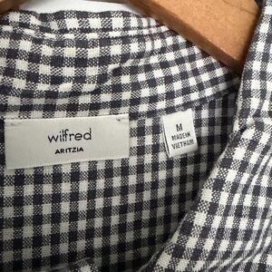 Wilfred Black & White Gingham Button-Up Linen Dress